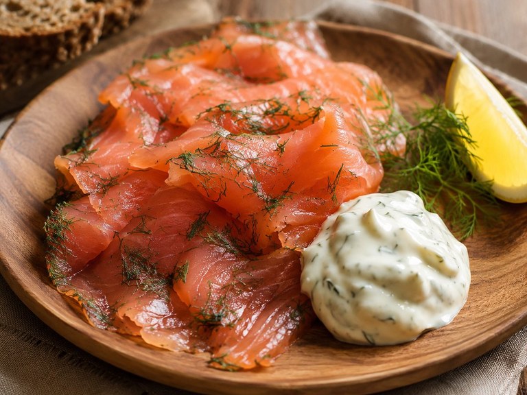 Gravad lax med hovmästarsås