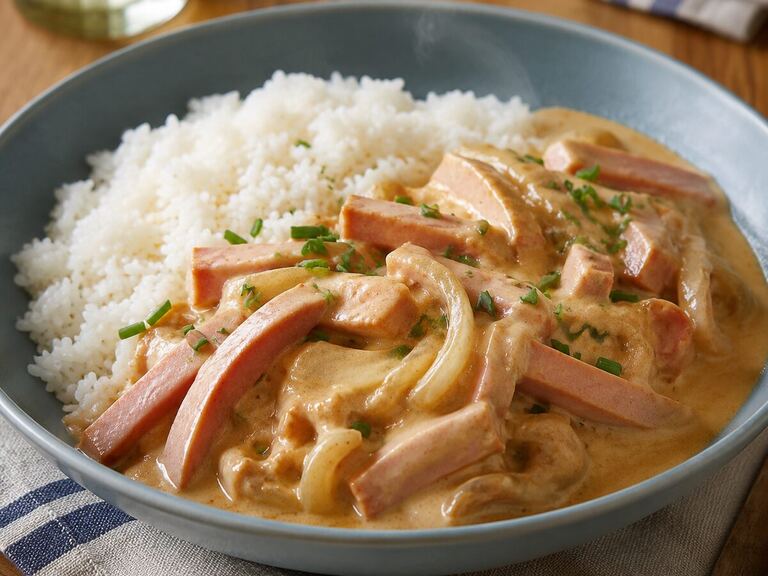 Korv stroganoff utan tomatpuré