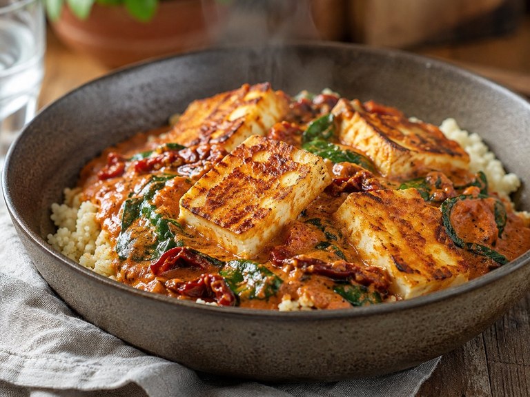 Krämig halloumigryta med couscous