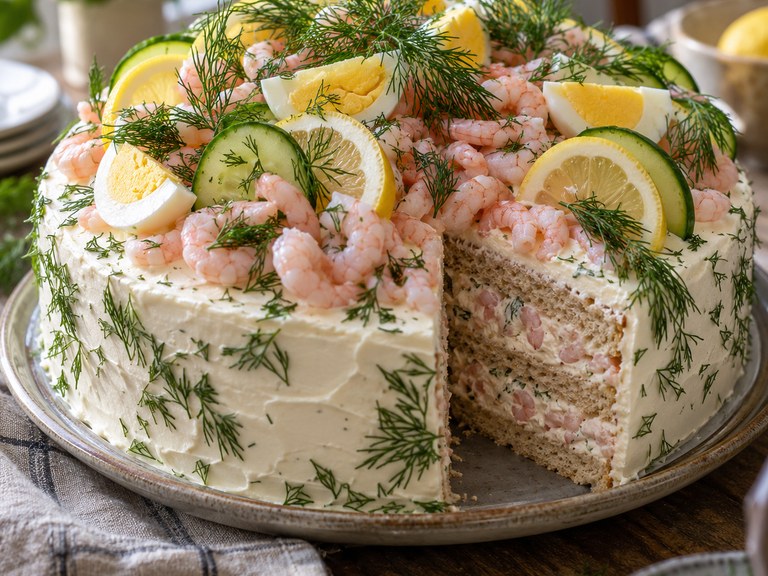 Smörgåstårta med räkor